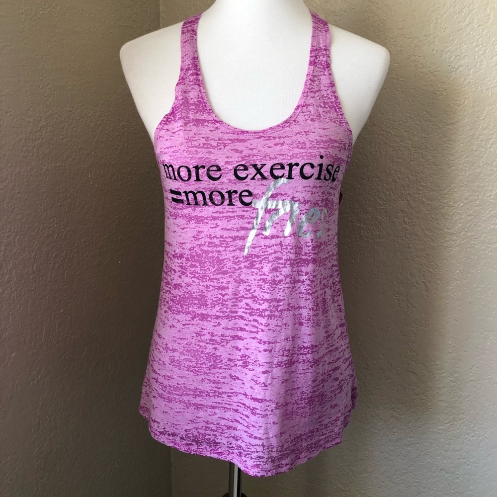 NWT Material Girl Active Pink Burnout Racer Tank S